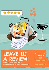 Food review poster template,  collage remix