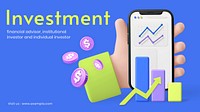 Financial investment blog banner template,  3D design and text