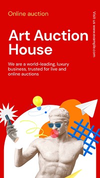 Art auction  Facebook story template,  business design