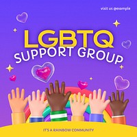 LGBTQ support Instagram post template 3D  