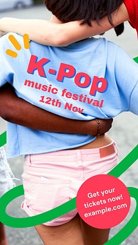 K-pop funky Facebook story template, music festival design