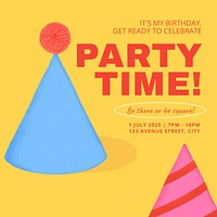 Party invitation Instagram post template digital painting remix