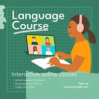 Language course Instagram post template