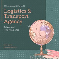 Logistic  transport Instagram post template