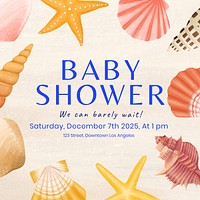 Baby shower Instagram post template, editable aesthetic paint remix 