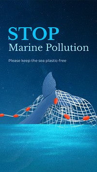 Marine pollution Instagram story template aesthetic paint remix 