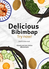 Bibimbap  restaurant poster template