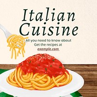 Italian cuisine Facebook post template