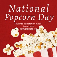 National popcorn day post template social media design