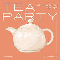 Tea party invitation Instagram post template