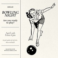 Bowling night Instagram post template