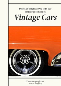 Vintage cars poster template