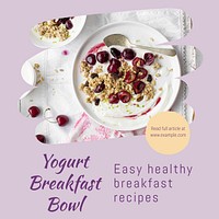 Yogurt breakfast Facebook post template Instagram post template