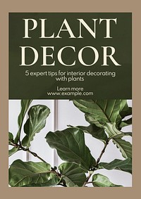Plant decor poster template