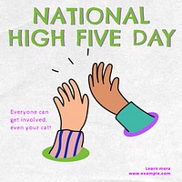 High five day post template,  social media design