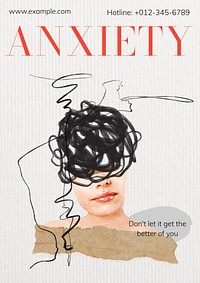 Anxiety hotline poster template and design