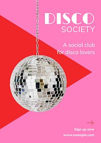 Disco society poster template and design