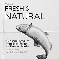 Fresh & natural food post template social media design