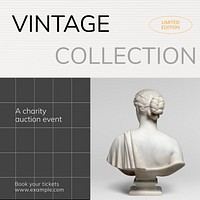 Vintage auction event post template social media design