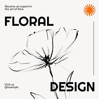 Floral design Instagram post template social media design