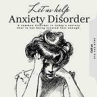 Anxiety & mental health post template social media design