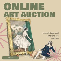 Online art auction Instagram post template
