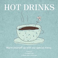 Hot drinks cafe Instagram post template