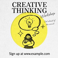 Creative writing workshop Instagram post template social media ad