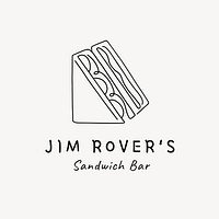 Sandwich bar logo template, minimal line art design