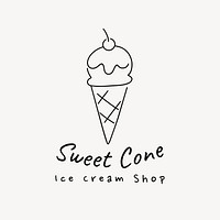 Ice-cream shop  logo minimal line art 