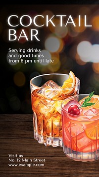 Cocktail bar Facebook story template  