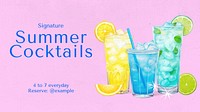 Summer cocktails Facebook cover template  