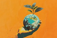 A hand holding a globe with a plant growing out of it astronomy universe cricket.