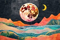 Collage Retro dreamy of an earth nature astronomy painting.