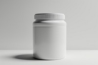 Protein jar mockup medication cylinder bottle.