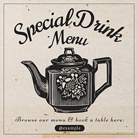 Special drink menu Instagram post template