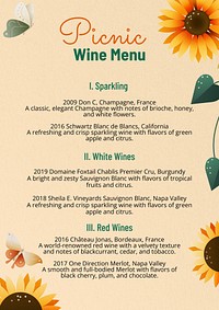 Wine menu poster template and design
