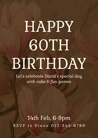 Happy 60th birthday card template