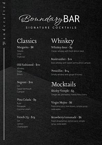 Cocktail bar menu poster template