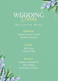 Wedding dinner menu template
