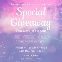 Special giveaway Instagram post template