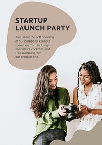 Soft opening invitation banner template, women in business, aesthetic design