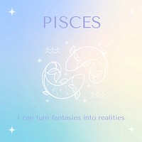 Pisces horoscope Instagram post template holographic design