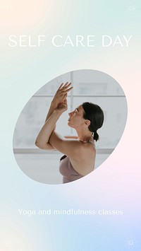 Yoga Instagram story template, gradient pastel design