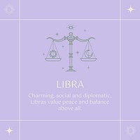 Libra Instagram post template, purple aesthetic