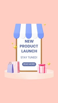 Product launch Facebook story template on 3D design