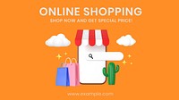 Online shopping blog banner template colorful 3D design