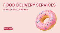 Food delivery blog banner template colorful 3D design