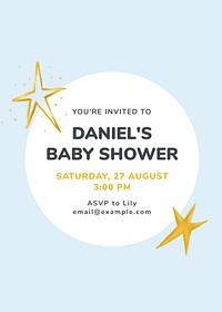 Blue baby shower template, cute pastel invitation poster