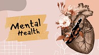 Mental health PowerPoint presentation template, floral surrealism design 